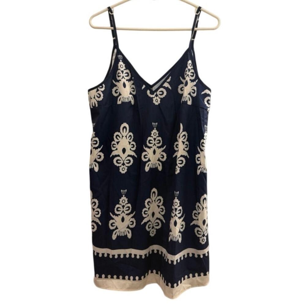 Emery Rose navy blue and white V-neck boho print cami mini dress. XL - Picture 7 of 7